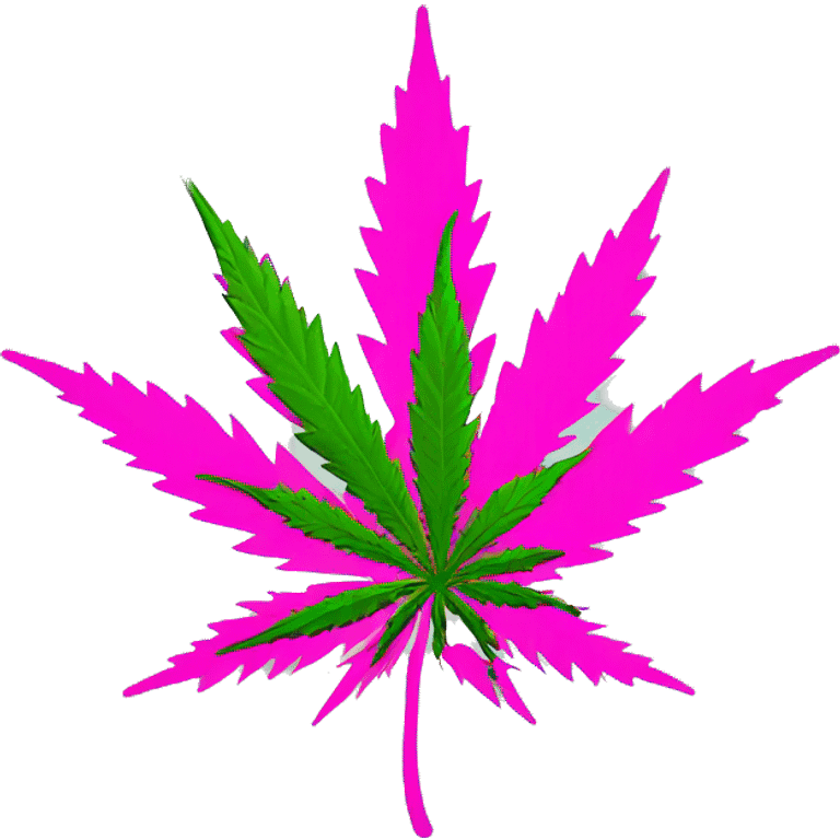 pink cartoony marijuana weed leaf emoji