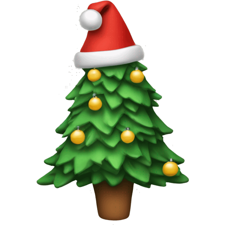 christmas tree with a santa hat emoji