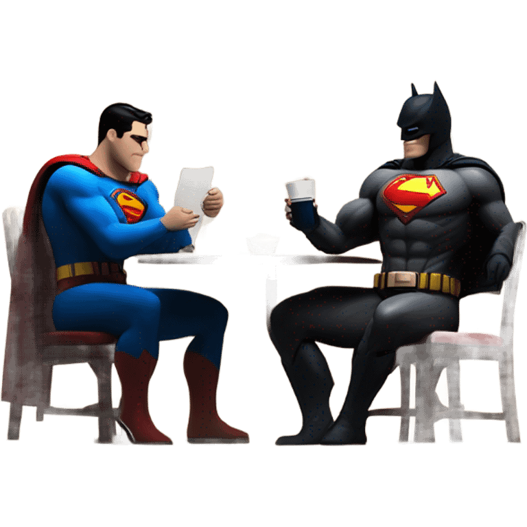 Superman and Batman at a cafe  emoji