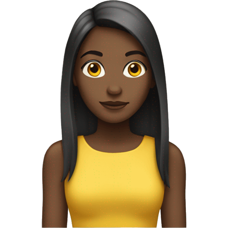 a black girl with straight hair and a yellow dress emoji