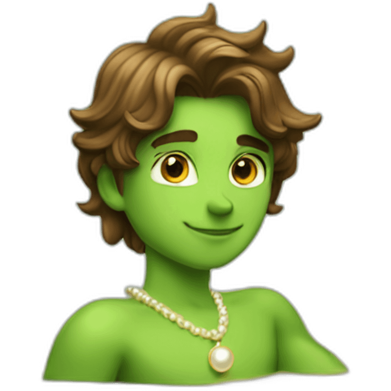 Posh-muscle-boy-brown-hair-green-eyes-pearl-necklace-in-golden-bathtub emoji