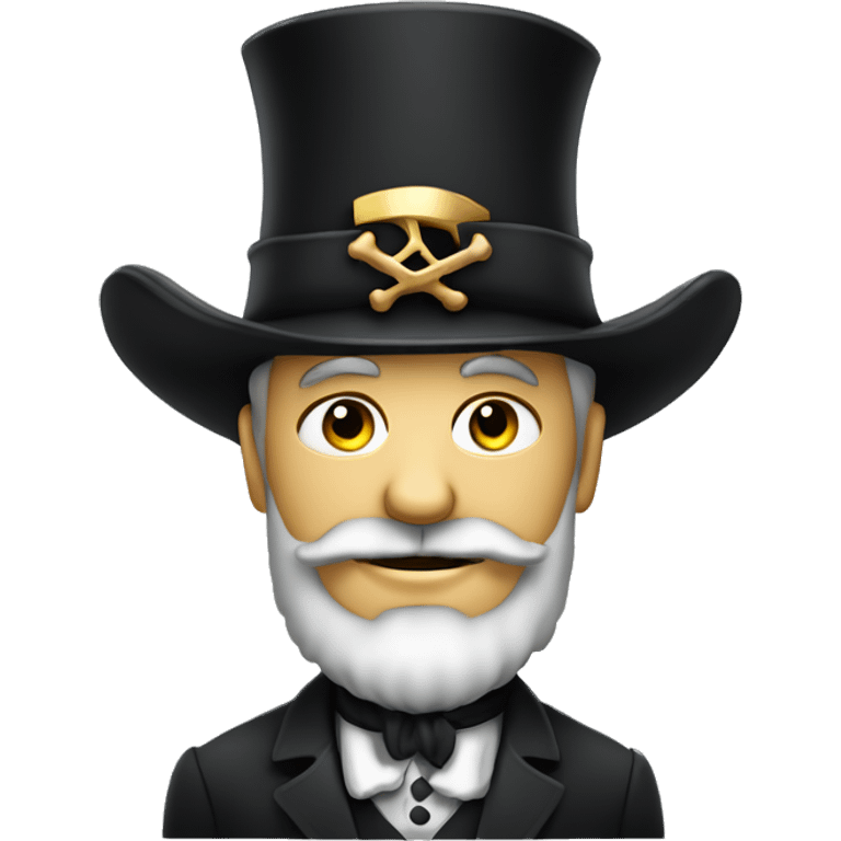 a wealthy pirate with deep knowledge in mechanics and a black suit and a top hat and a short beard emoji