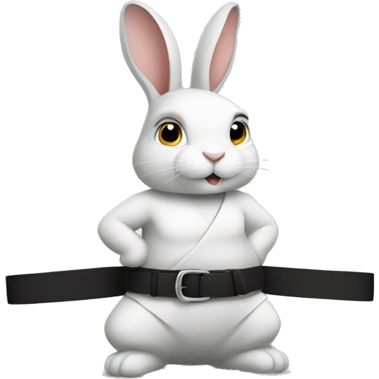 Rabbit wearing a black belt emoji