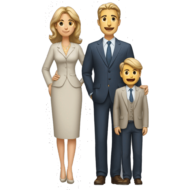 male and female parents who are well dressed and the man is standind behind the women full body emoji