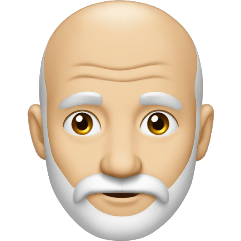 Sure, here’s a prompt for generating the described image using AI:

"A 50-year-old bald man with a graying beard. He is smiling and has his index finger resting on his lower lip as if he is deep in thought." emoji