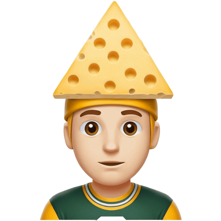 Packers fan with a triangle block of cheese on his head emoji