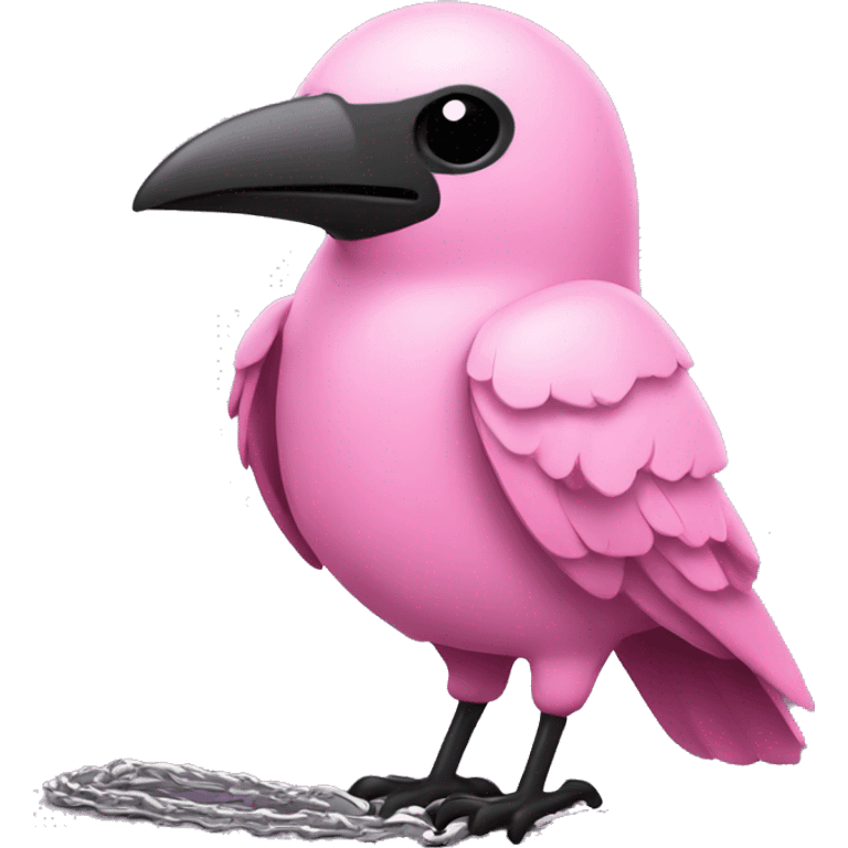 Pink crow with a silver chain wrapped around it with black bows emoji