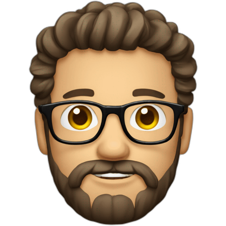 Hombre gordo con algunas canas barba y gafas emoji