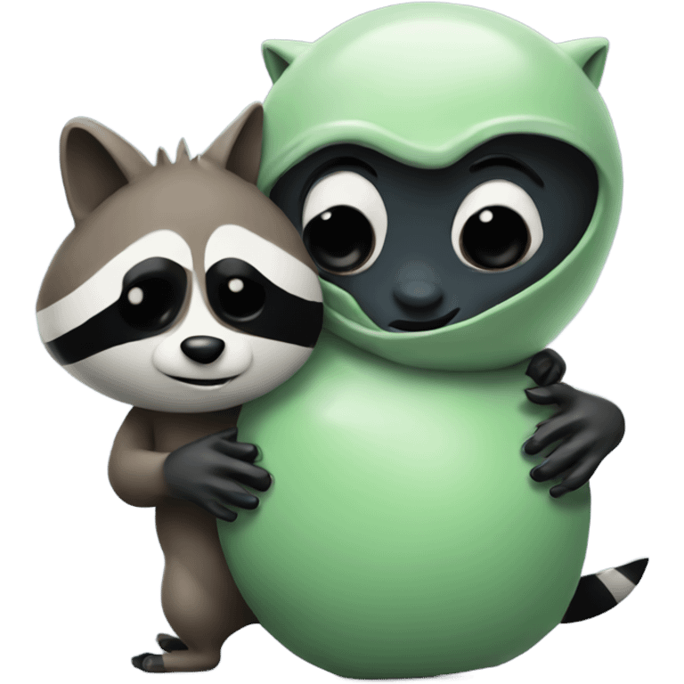 Alien hugging raccoon emoji