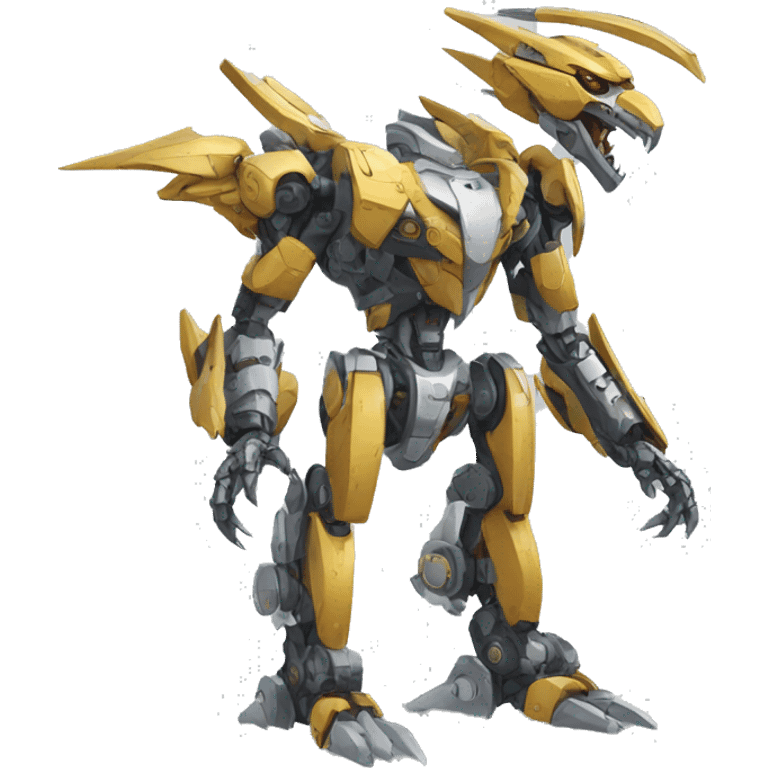 a futuristic mechanical spiky Medabot-raptor-dragon-mecha full body emoji