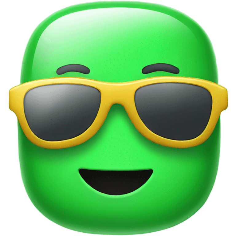 Green smartphone with sunglasses feeling happy emoji