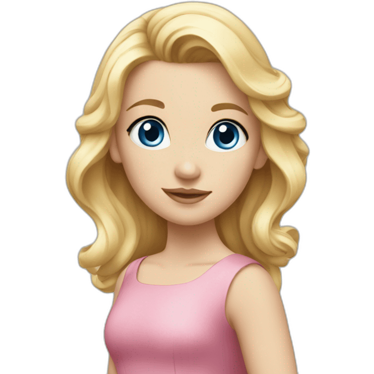 Girl in pink dress with blue eyes, blonde hair with hairpin emoji