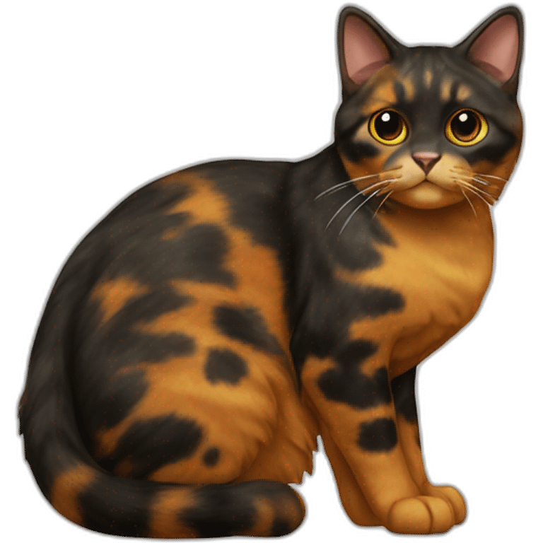 tortoiseshell cat full body black front colored back emoji