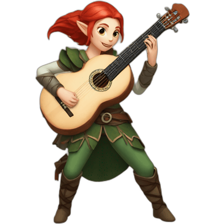 Baldurs gate 3 female elf bard with red hair playing a lute emoji