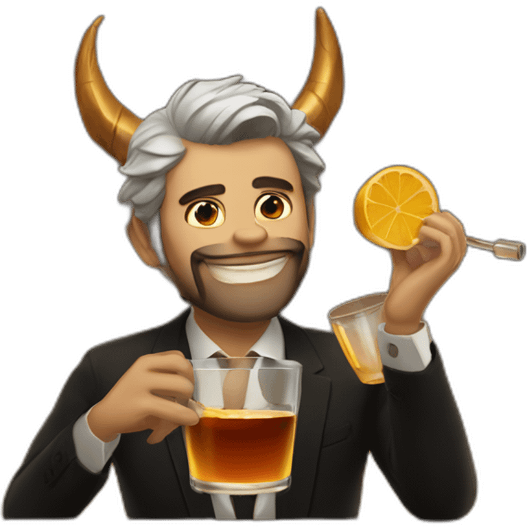 Lucifer Morningstar drinking whisky emoji