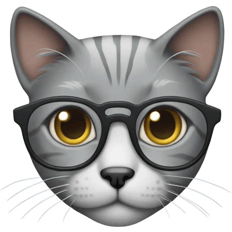 Grey cat with glasses emoji