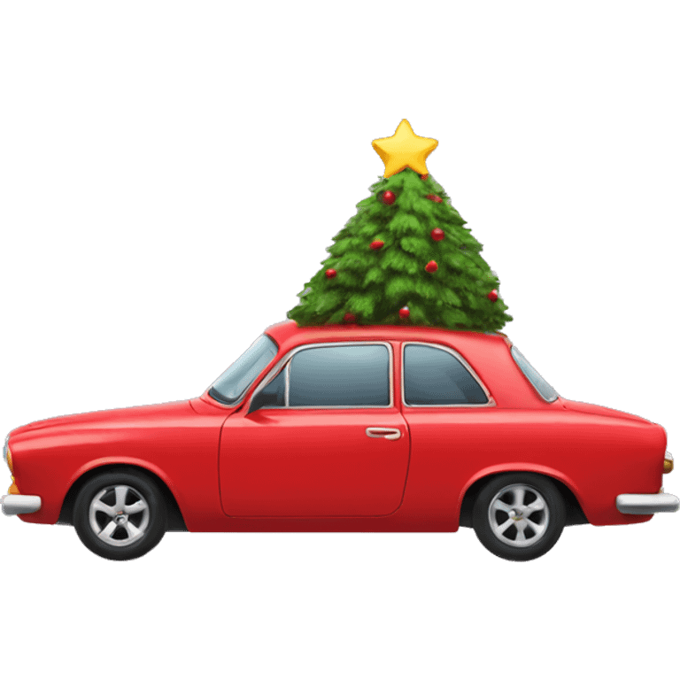 Red car with christmas tree on the top emoji