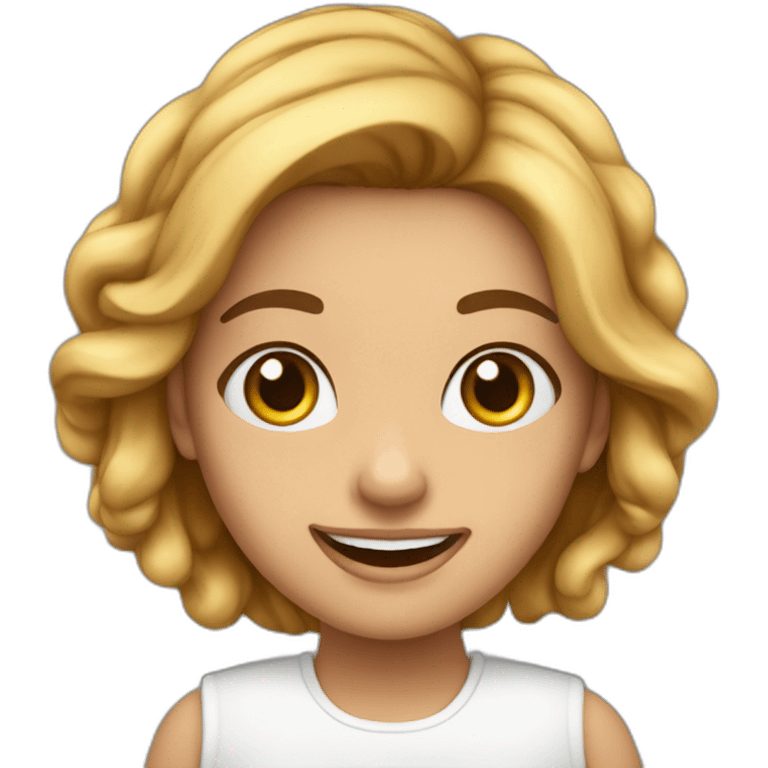 Mujer pelo corto blanco-ojos marrones- sonriendo-iPhone  emoji