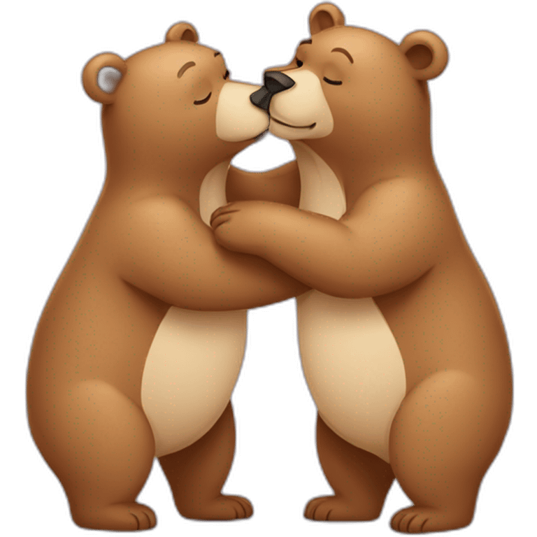 Female bear and male bear kissing, face only, with hearts above them emoji