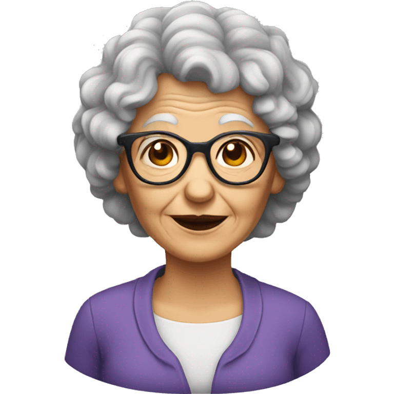 Old lady with curly hair and glasses emoji