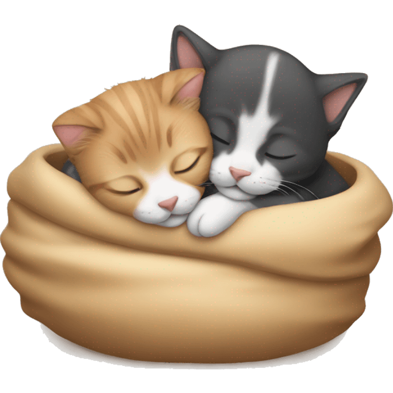 Kitten sleeping with puppy emoji