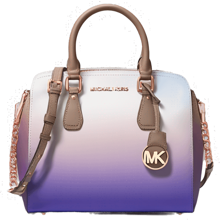 Realistic blue,purple,and taupe ombre and rose gold michael kors satchel purse. emoji