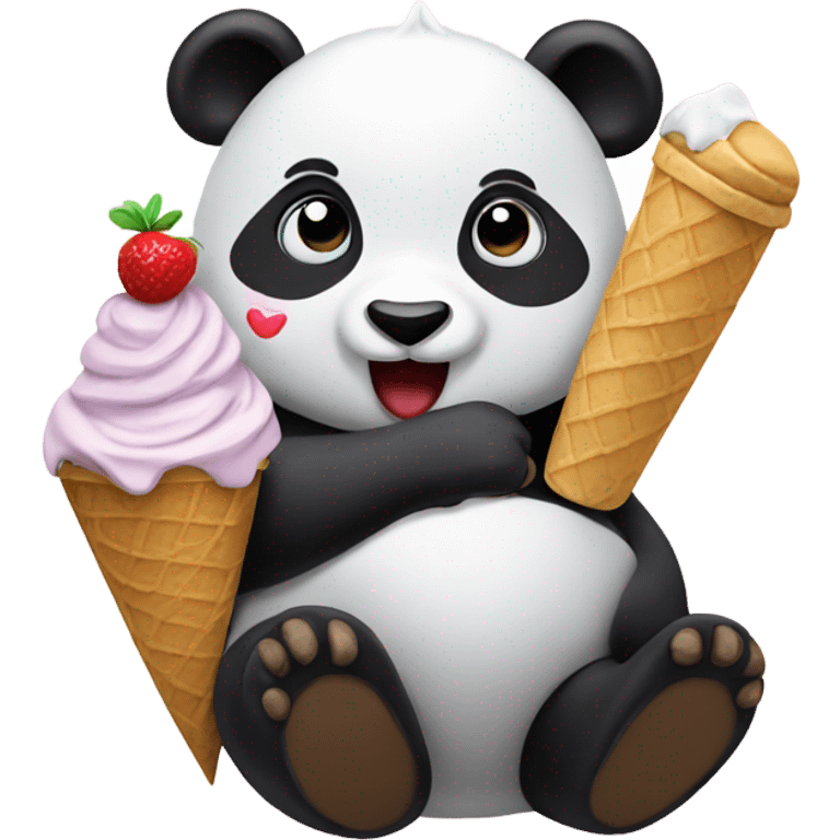 Panda eating ice cream emoji