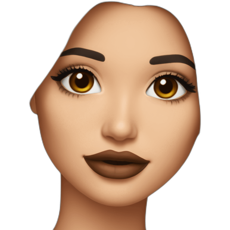 kylie-jenner-long-brown-hair-lipstick emoji