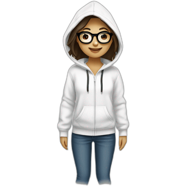 White Filipina hoodie with glasses happy emoji