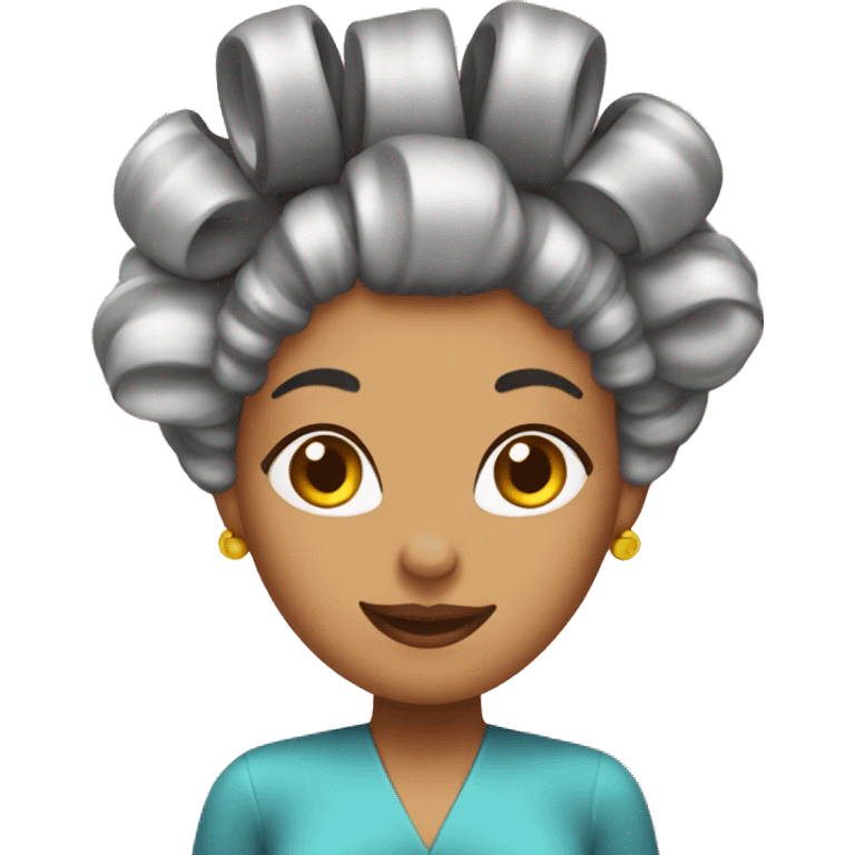 woman with hair rollers in her hair emoji