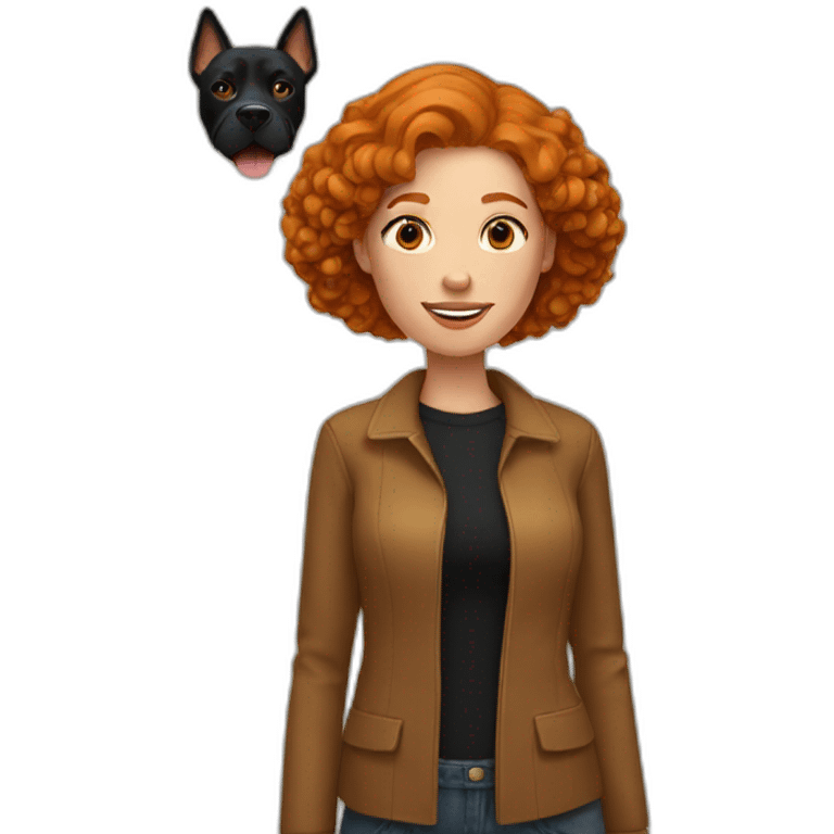 ginger-woman-with-black-dog emoji