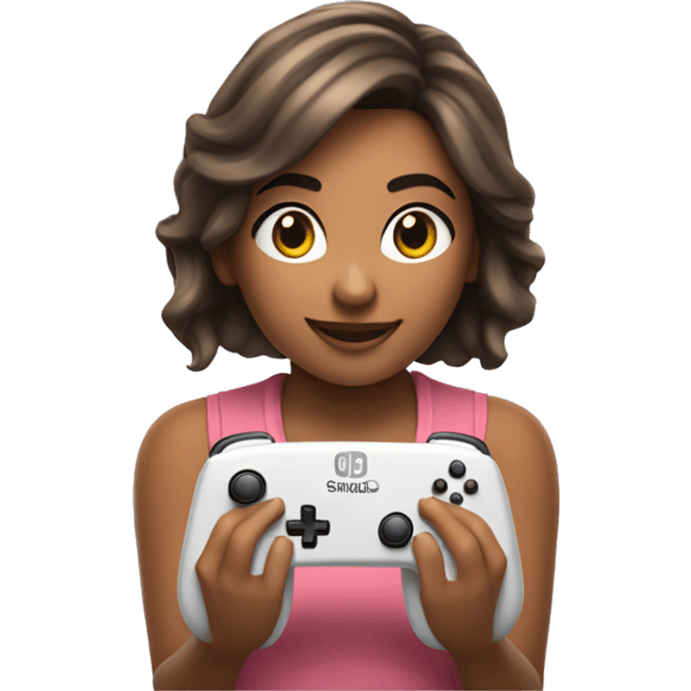 Una chica jugando a la Nintendo switch  emoji