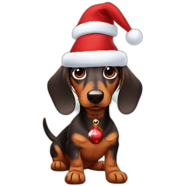 A daschund with christmas socks  emoji