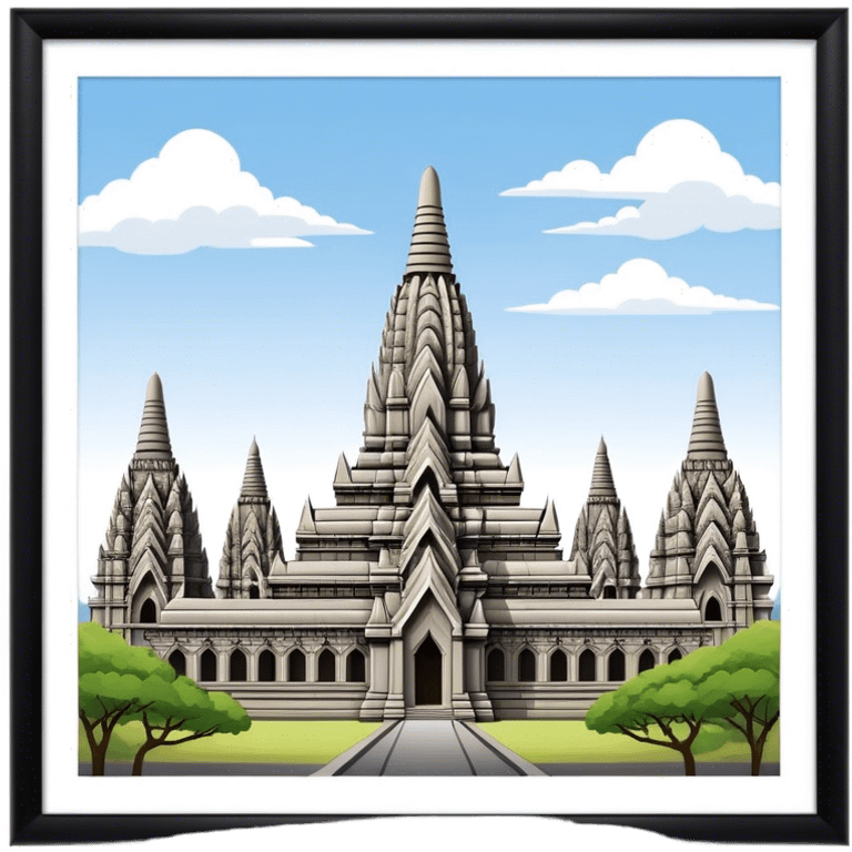 Prambanan Temple Landmark Emoji – Showcasing its towering Hindu temple spires with intricate carvings. emoji