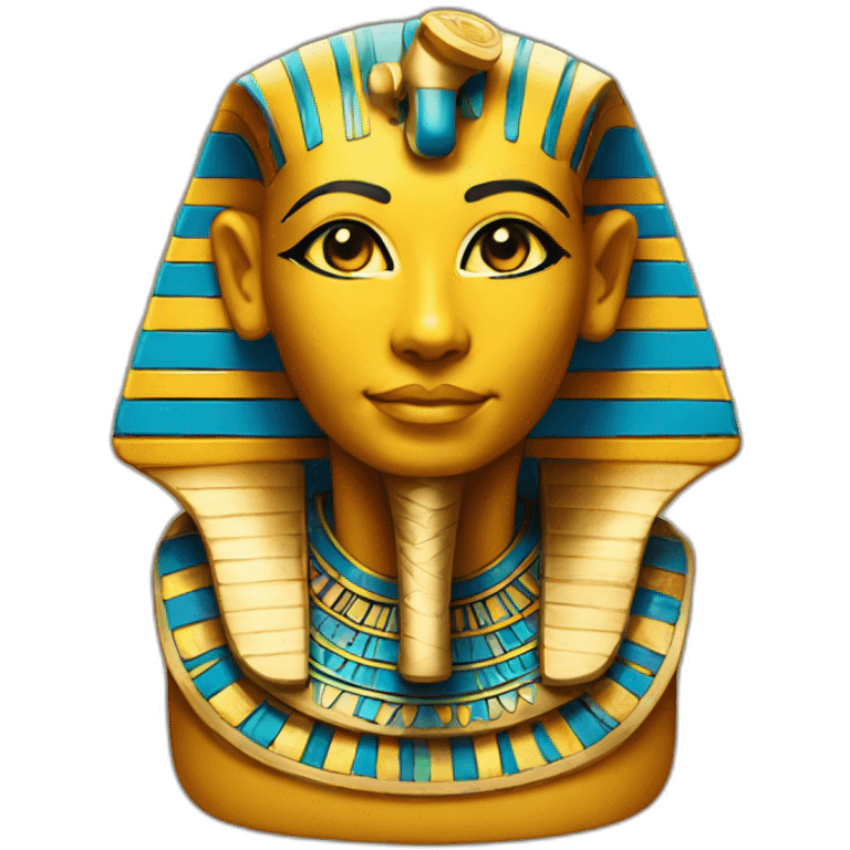 An emoji representing the feeling of joy in Egypt represents the Sphinx using a combination of vibrant colors and a smiley face. emoji