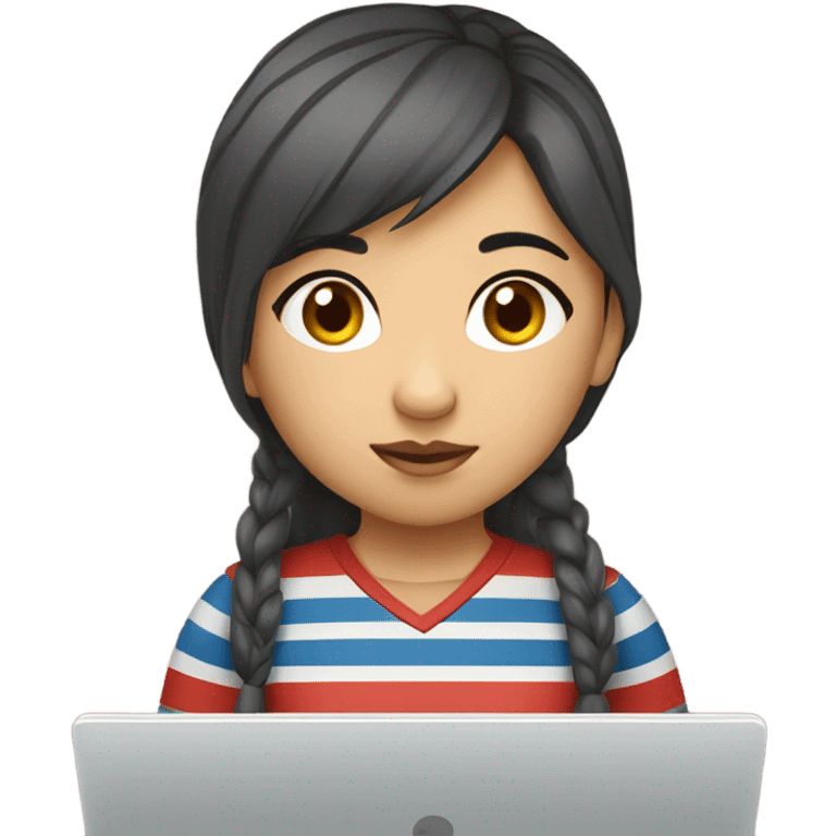 kyrgyz girl programmer with strippled shirt emoji