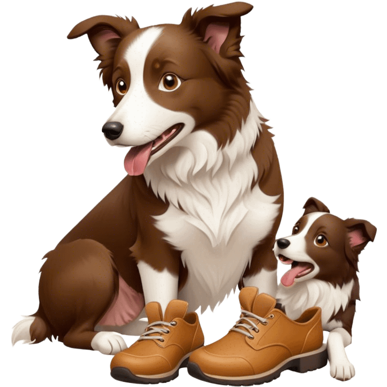 Border collie with a woman’s shoe emoji