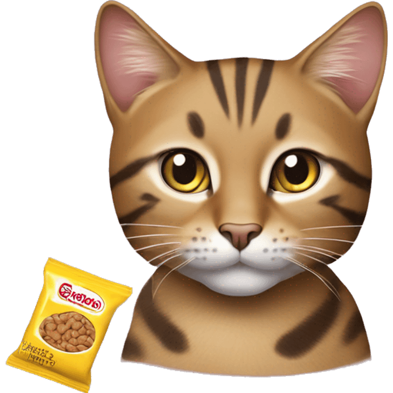 sokoke cat with a whiskas cat food sachet emoji