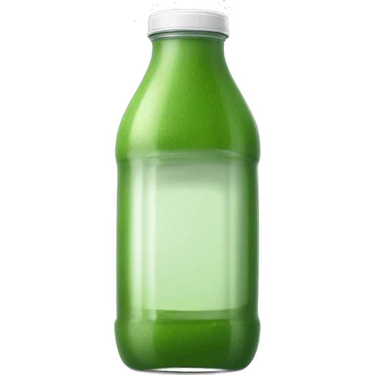 aesthetic green juice in tall clear full plastic drink bottle with white lid realistic soft textures emoji