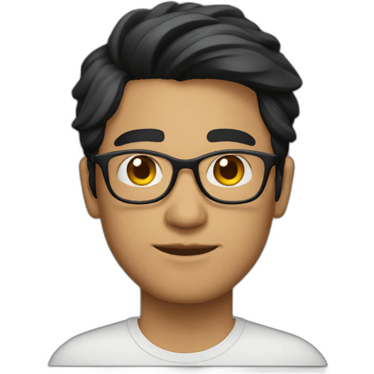 a light skin Pakistani man, with round glasses, techy, black hair, in a shirt  emoji