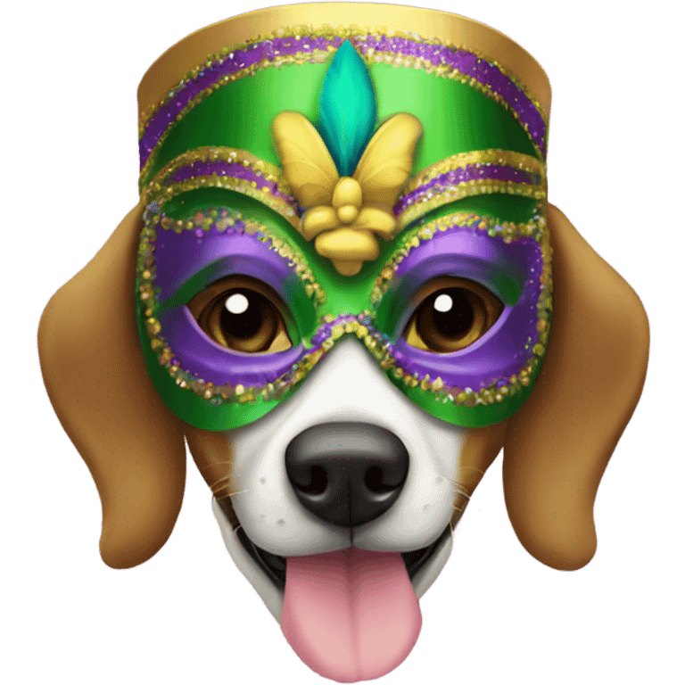 Mardi Gras mask with dog emoji