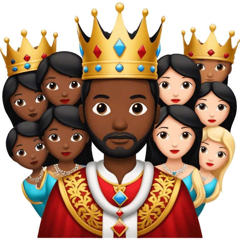 Black king with many wives of different nations emoji