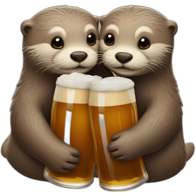 otters hugging looking like a heart drinkings many beers emoji