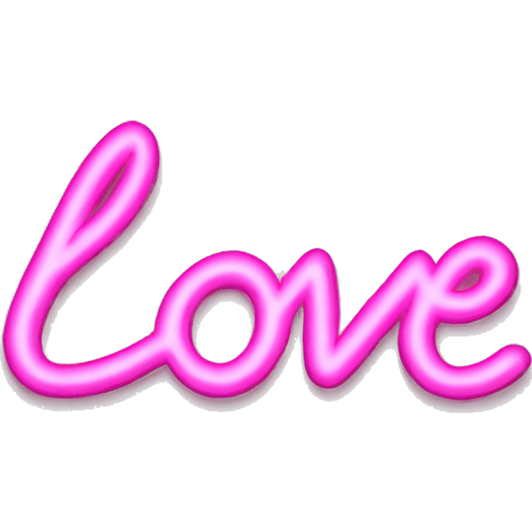  glowing pink neon sign that says “Love” in cursive. emoji