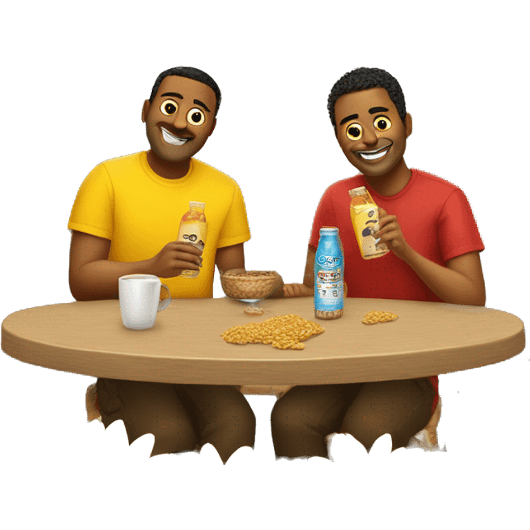 2 friends drinking turkish cay tee on a table with some sunflower seeds on it emoji