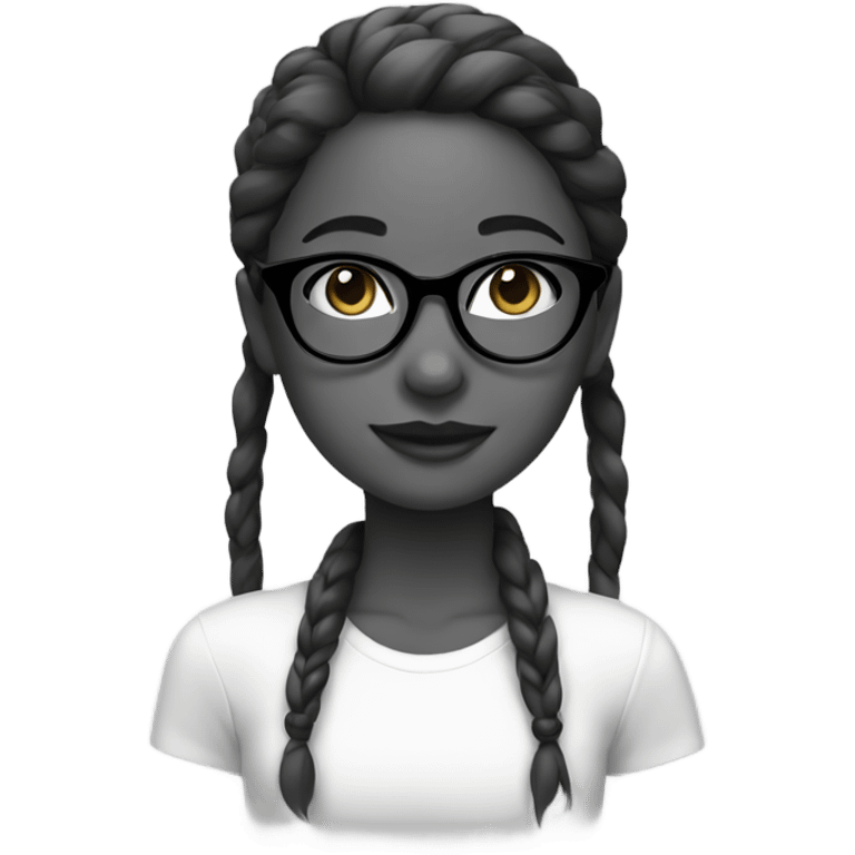 monochrome girl with glasses emoji