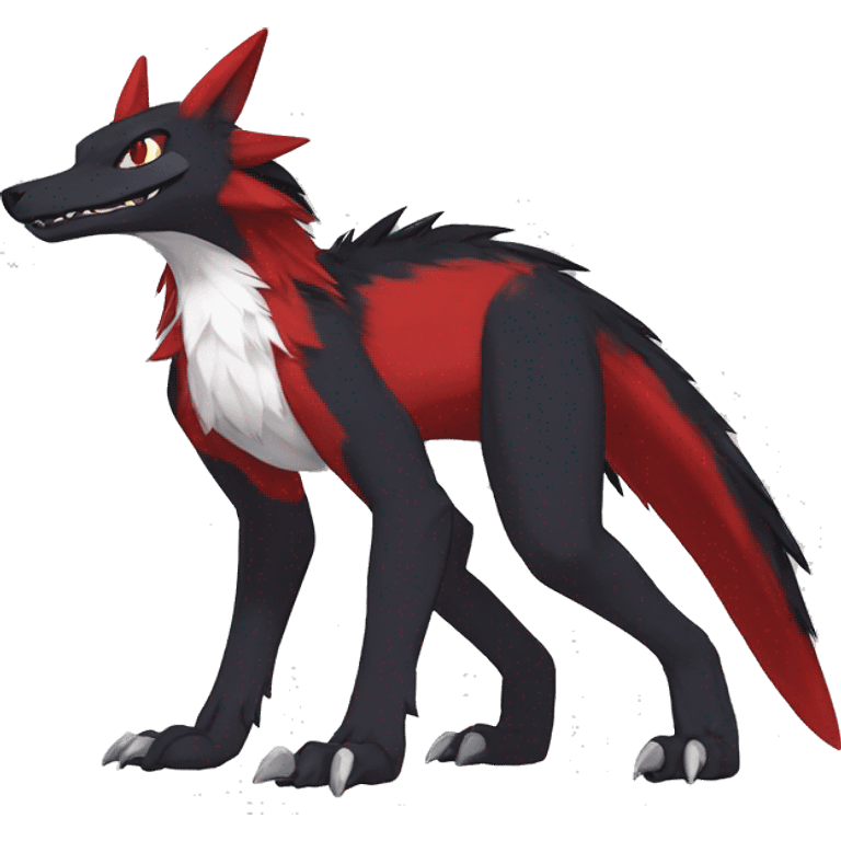 Anthro Cute cool black red nargacuga sergal animal hybrid Fakemon full body emoji