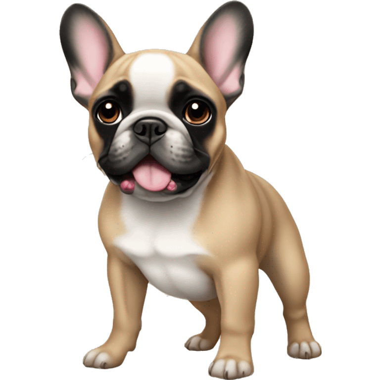 Fawn French bulldog with black face emoji