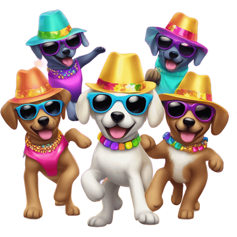 Puppies at a disco emoji