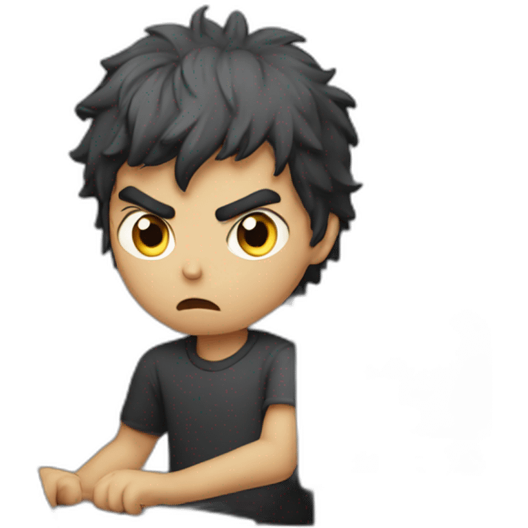 Angry Persian boy with a computer emoji